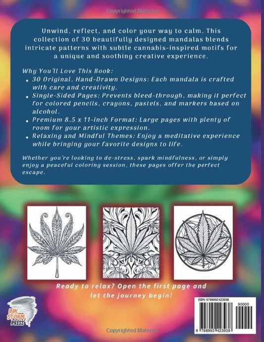 Cannabis Leaf Mandalas – 420-Themed Adult Coloring Book for Mindfulness, Relaxation & Creativity | 50+ Weed Mandala Pages