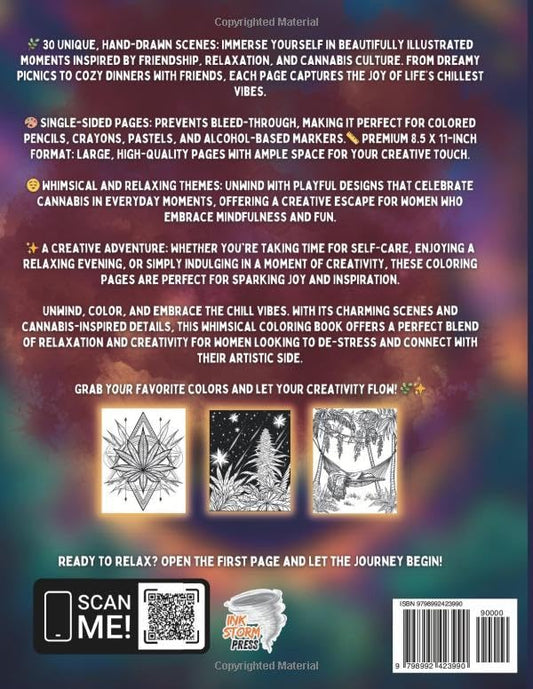 Chill Vibes II – Cannabis-Themed Coloring Book for Adults | 30 Mindful Designs for Relaxation, Calm & Creativity | 8.5x11 Format