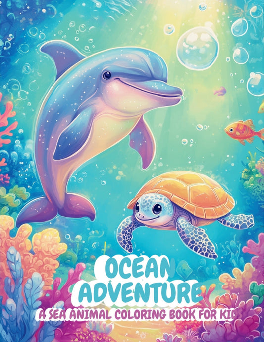 Ocean Adventure – Sea Animal Coloring Book for Kids Ages 4–8 | Fun Underwater Creatures & Big Ocean Scenes | 8.5x11 Format