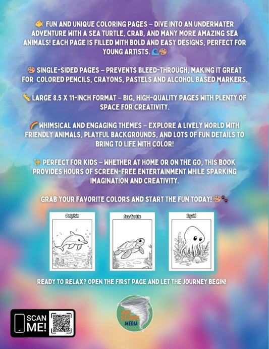 Ocean Adventure – Sea Animal Coloring Book for Kids Ages 4–8 | Fun Underwater Creatures & Big Ocean Scenes | 8.5x11 Format