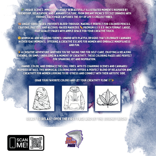 Puff & Color – Weed-Inspired Coloring Book for Adults with Chill Scenes & Bold Art | 8.5x8.5 Bold Line Format