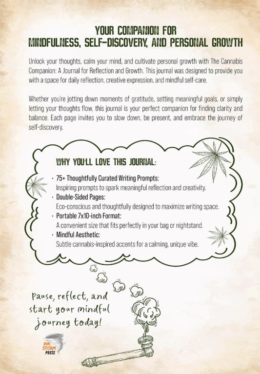 The Cannabis Companion – Guided Journal with Prompts for Self-Discovery, Gratitude & Mindful Growth | 7x10 Portable Format