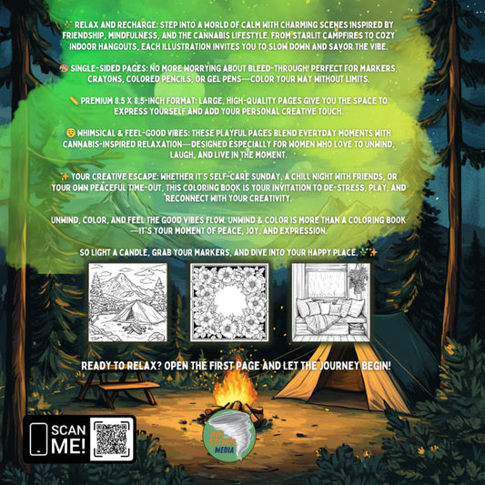 Unwind & Color – A Relaxing Coloring Book for Women Who Love Cannabis, Calm & Cozy Vibes